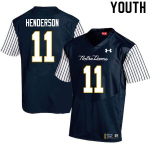 Notre Dame Fighting Irish Youth Ramon Henderson #11 Navy Under Armour Alternate Authentic Stitched College NCAA Football Jersey RZP7499RH